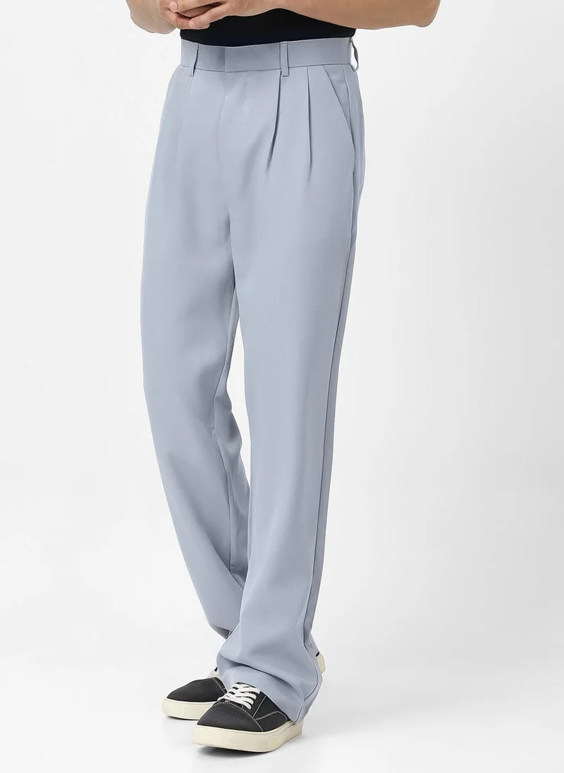 Urbano Fashion  Urbano Fashion Men's Light Blue Loose Baggy Fit Solid Korean Pants Stretchable for Men | Best Price UAE